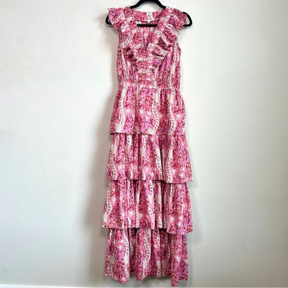 Anna Cate Charlotte Maxi Dress in Vine Mix Pink Floral Ruffle Tiered Size XS - Picture 8 of 8